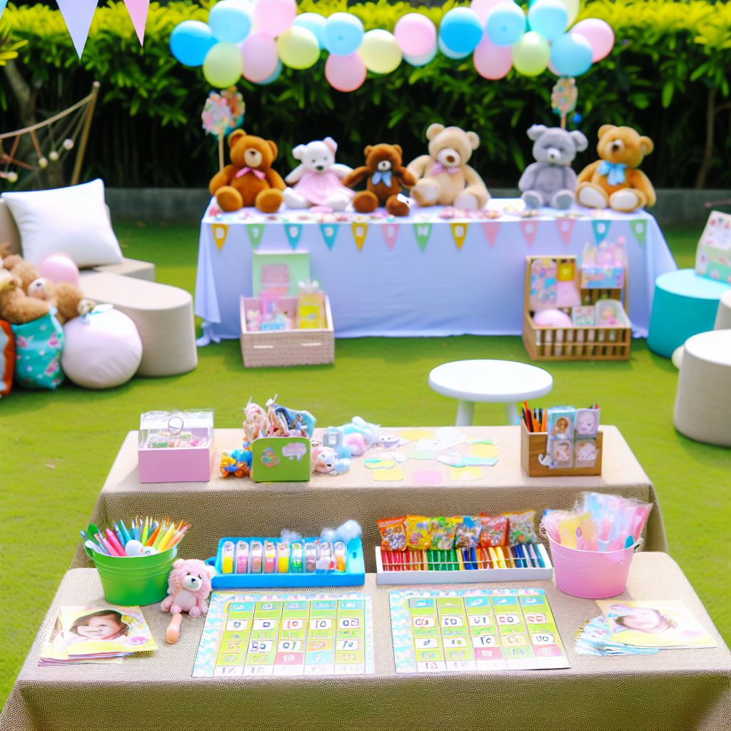 Children playing games at a family baby shower