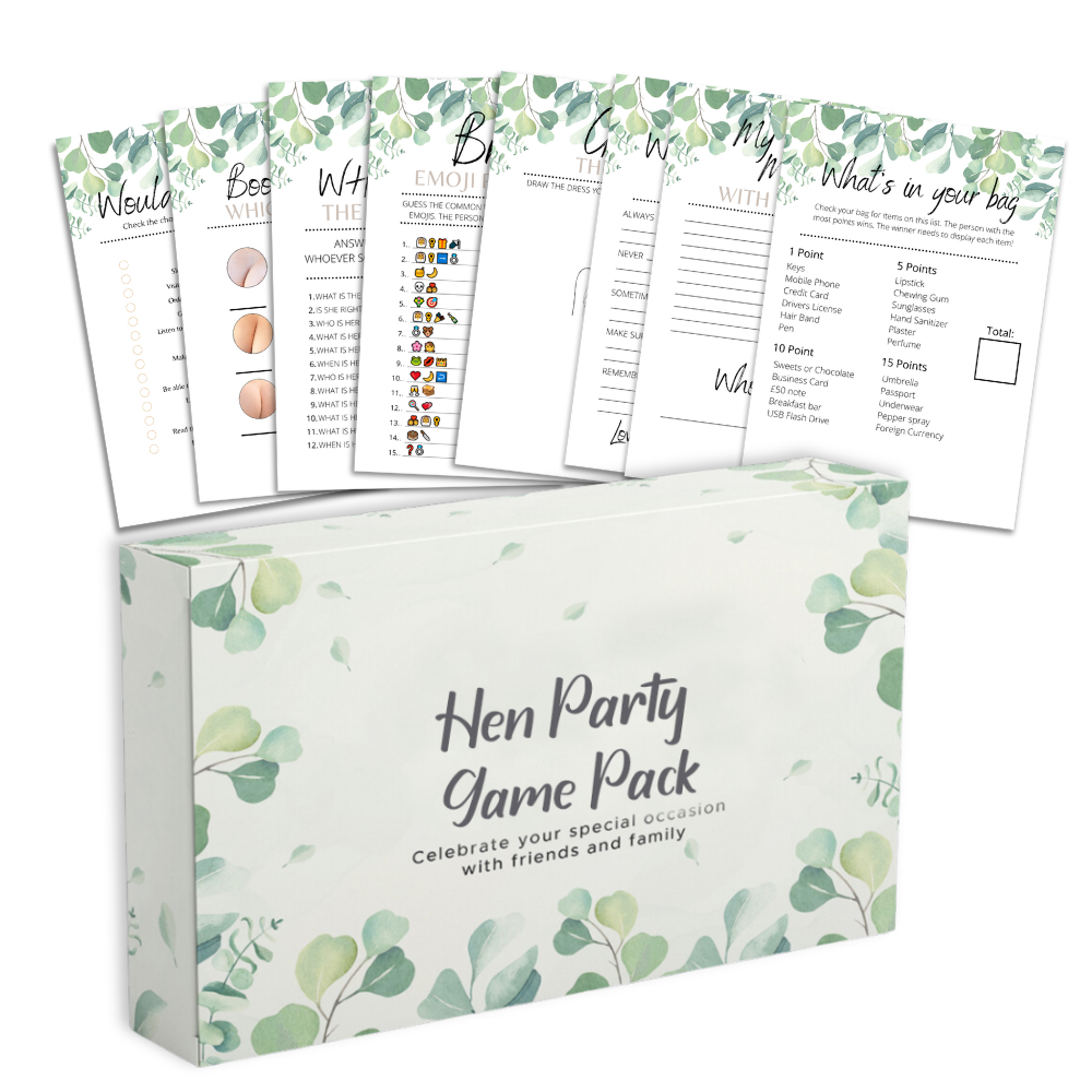 8 Hen Party Games Bundle - 80 Game Pack