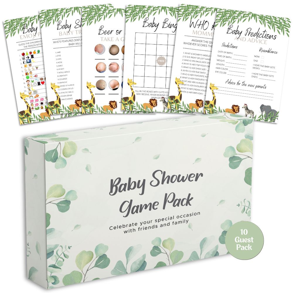 Safari Baby Shower Games | 6 Game Bundle