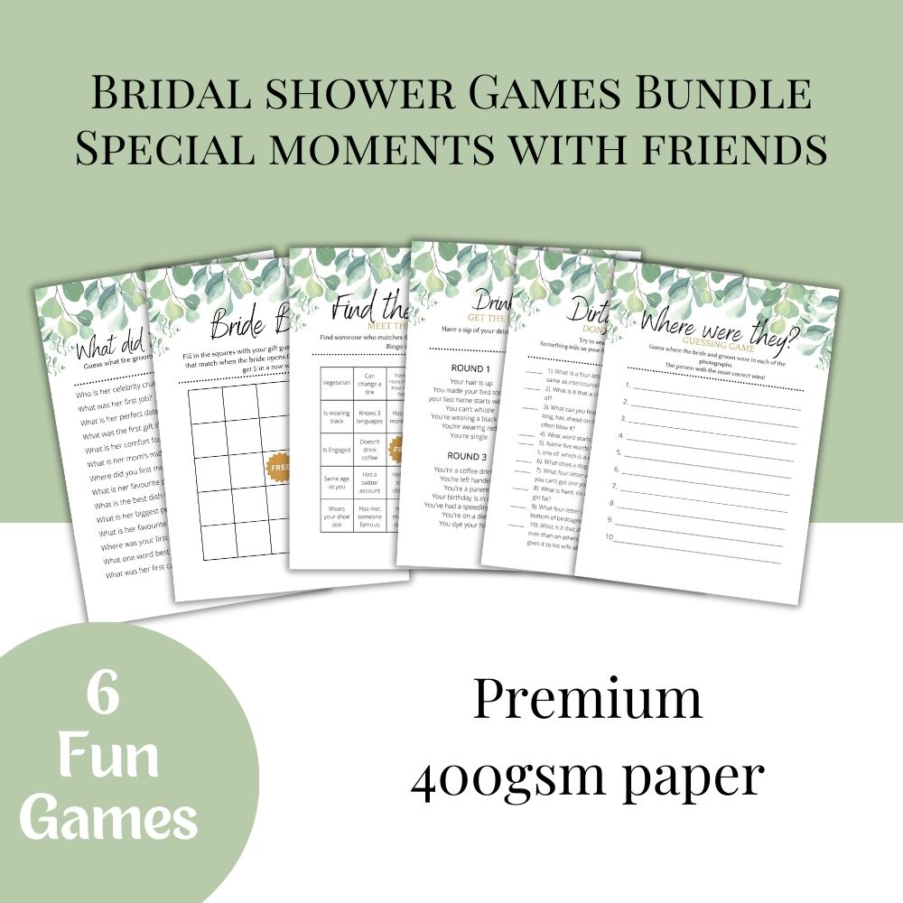 Hen Party Bridal Shower Games - 6 Game Bundle