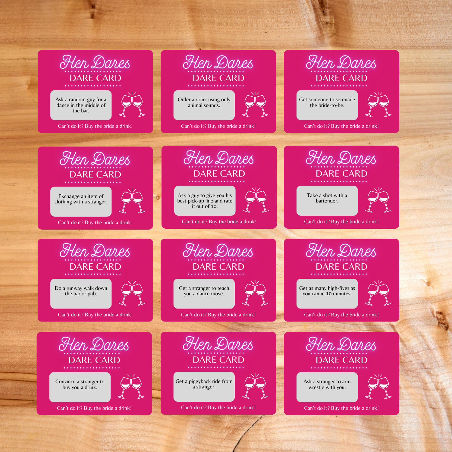 Hen Party Scratch Cards - Fun Scratch Off Dare Game for Hen Parties ...