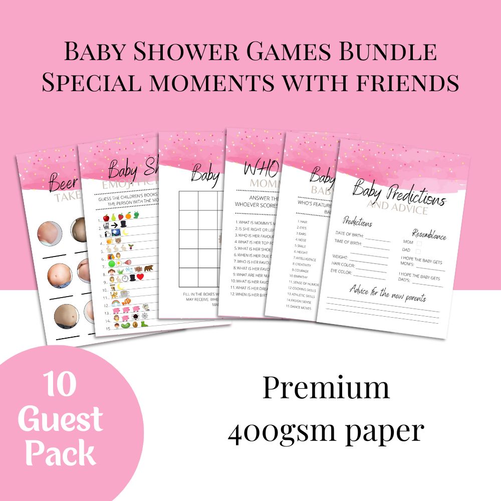 Baby Girl Baby Shower Games | 6 Game Bundle