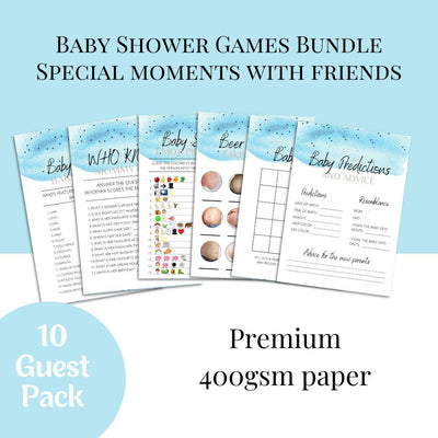 Baby Boy Baby Shower Games | 6 Game Bundle