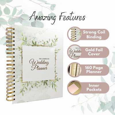 The Complete Wedding Planner, 160 Page Spiral Bound Wedding Organizer with Gold Foil Cover