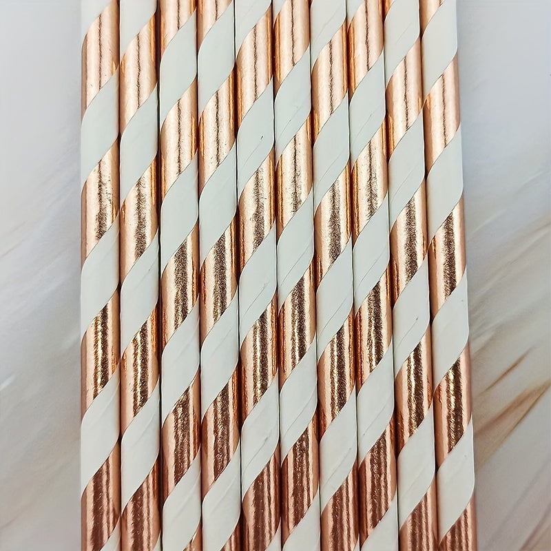 10pcs Rose Golden Straw Decorations - Adds Elegance to Wedding, Hen Party, and Bachelorette Party - Plastic, Reusable, and Easy to Set Up for Carnival Themed Occasions
