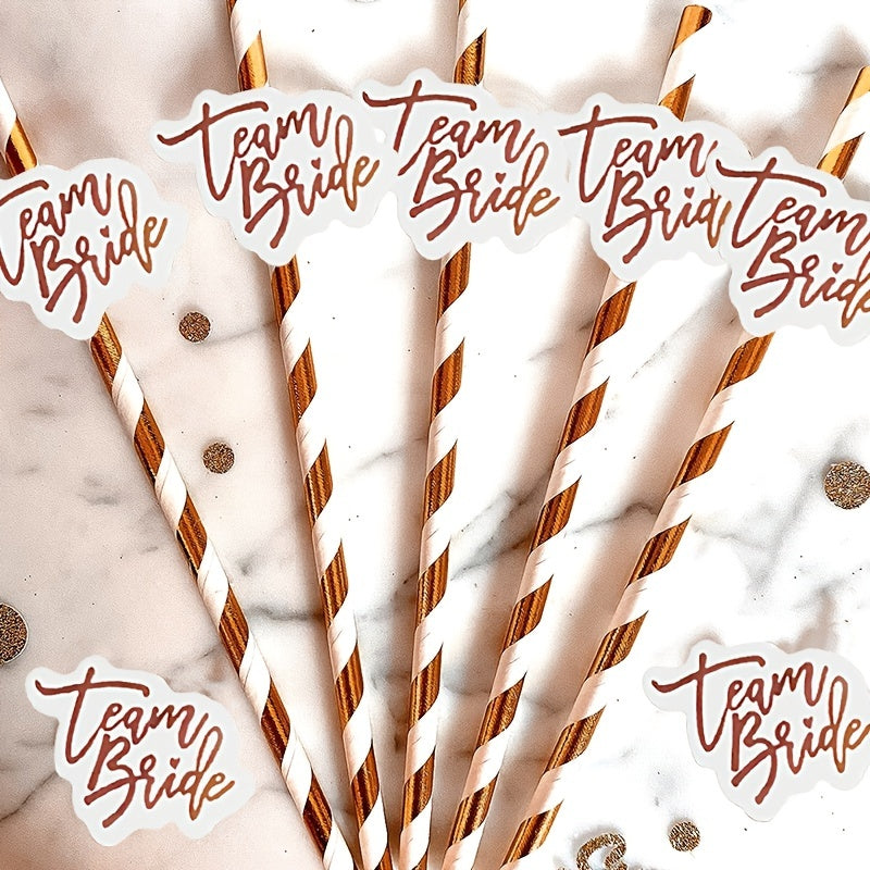 10pcs Rose Golden Straw Decorations - Adds Elegance to Wedding, Hen Party, and Bachelorette Party - Plastic, Reusable, and Easy to Set Up for Carnival Themed Occasions