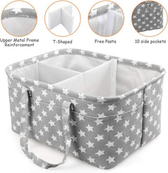 Large Grey Baby Nappy Caddy Organizer Bag Storage Diaper Changing Kids Carrier