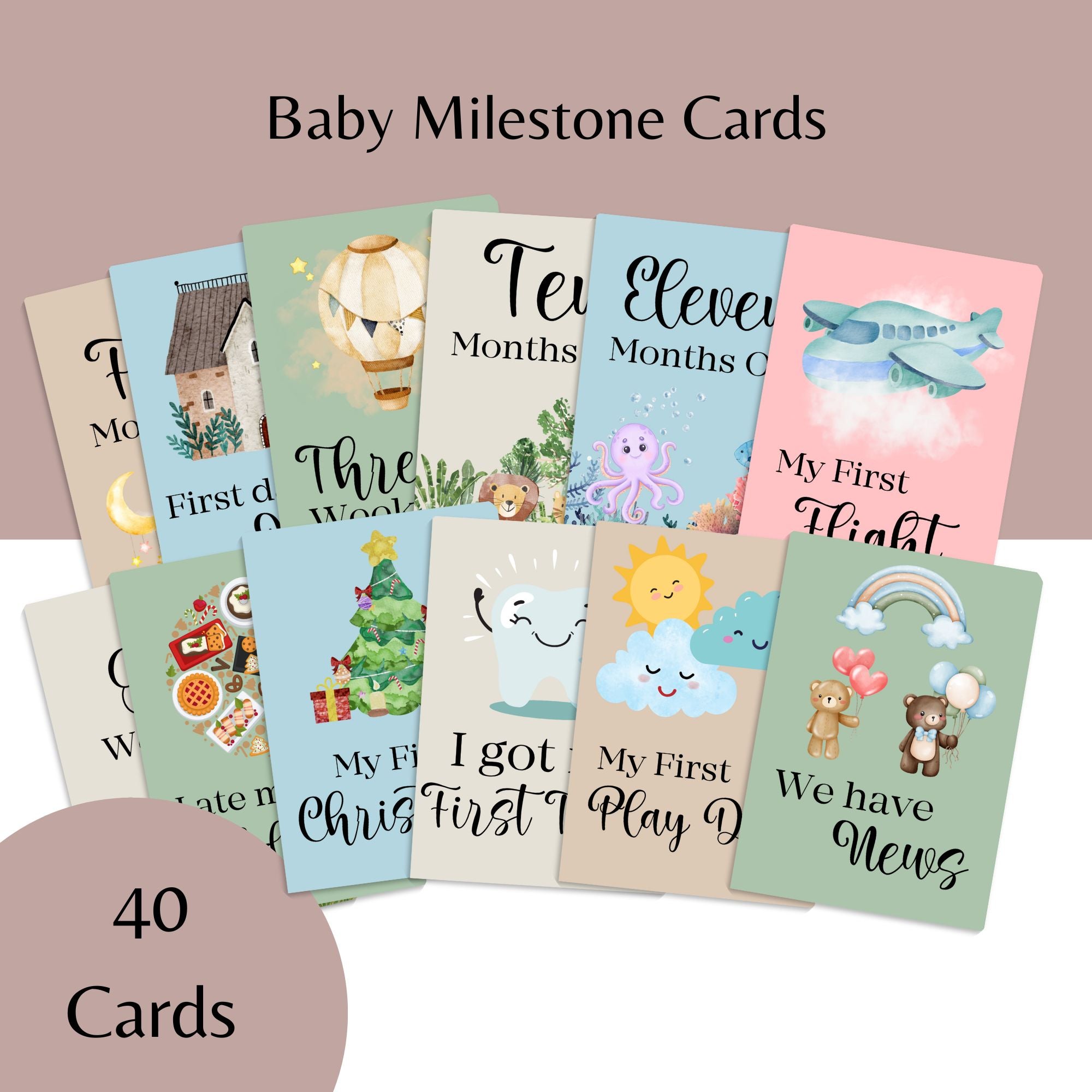 40 Baby Milestone Cards Pack