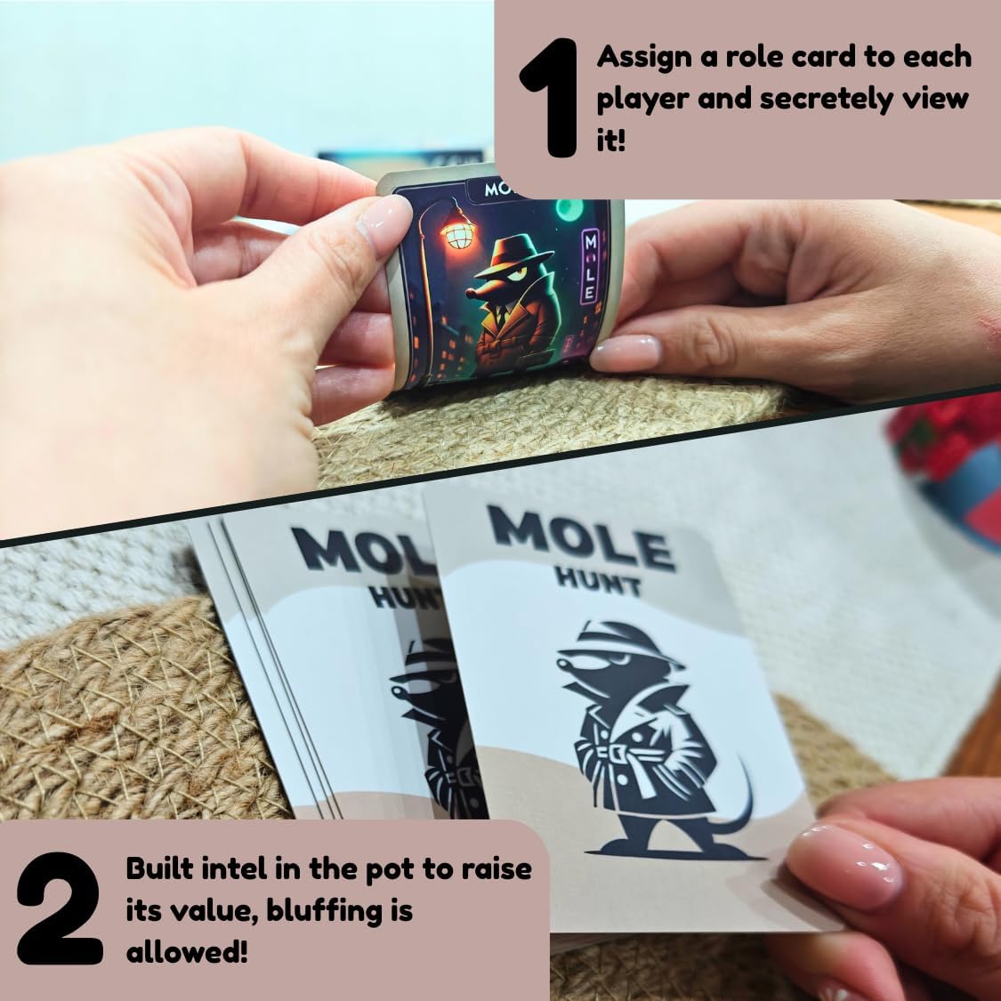 Mole Hunt - Traitors Style Party Game, Hidden Roles, Social Bluffing for Friends and Family, Funny Party Game