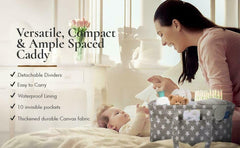 Large Grey Baby Nappy Caddy Organizer Bag Storage Diaper Changing Kids Carrier