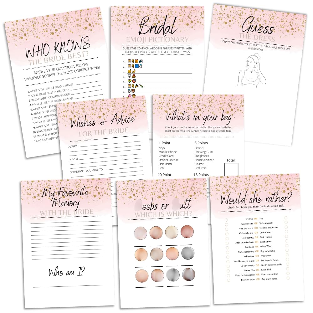 8 Hen Party Games Rose Gold Bundle - 80 Game Pack
