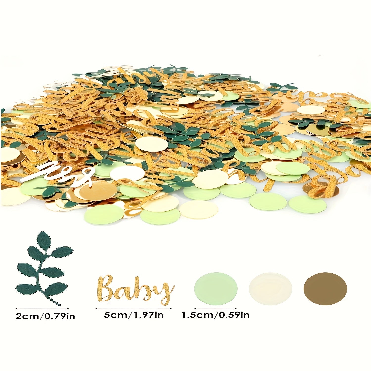 120pcs - Green And Golden - Paper Table Scatter - Shower Confetti Decoration for Gender Reveal, Birthday Parties - Stylish Nursery Decor And Photo Props, Baby Shower Decoration, Halloween Decorations, Christmas Decorations