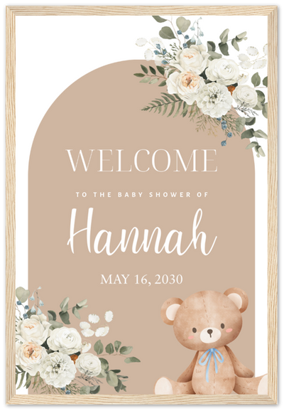 Teddy Bear Welcome to Baby Shower, Beige Bear Baby Shower Poster, We Can Bearly Wait