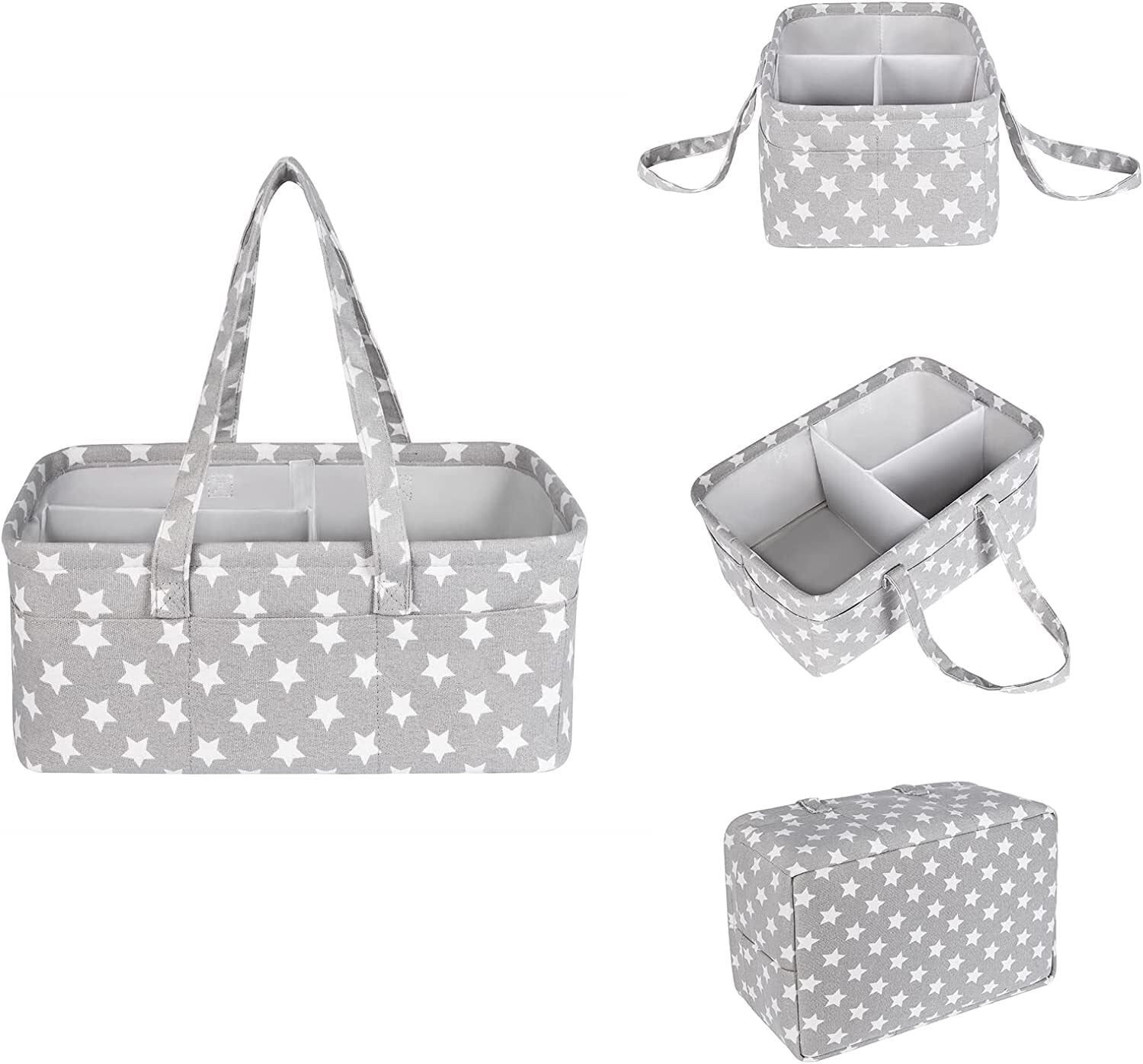 Large Grey Baby Nappy Caddy Organizer Bag Storage Diaper Changing Kids Carrier