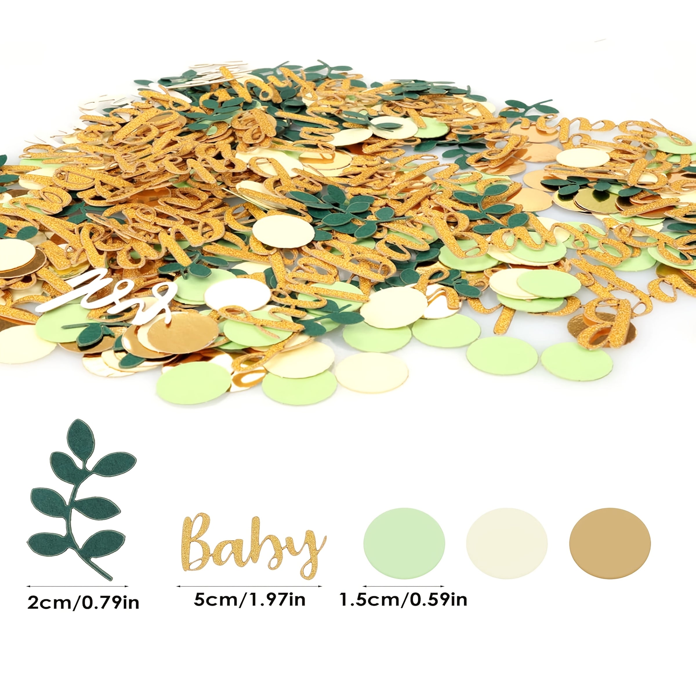 120pcs - Green And Golden - Paper Table Scatter - Shower Confetti Decoration for Gender Reveal, Birthday Parties - Stylish Nursery Decor And Photo Props, Baby Shower Decoration, Halloween Decorations, Christmas Decorations