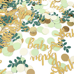 120pcs - Green And Golden - Paper Table Scatter - Shower Confetti Decoration for Gender Reveal, Birthday Parties - Stylish Nursery Decor And Photo Props, Baby Shower Decoration, Halloween Decorations, Christmas Decorations