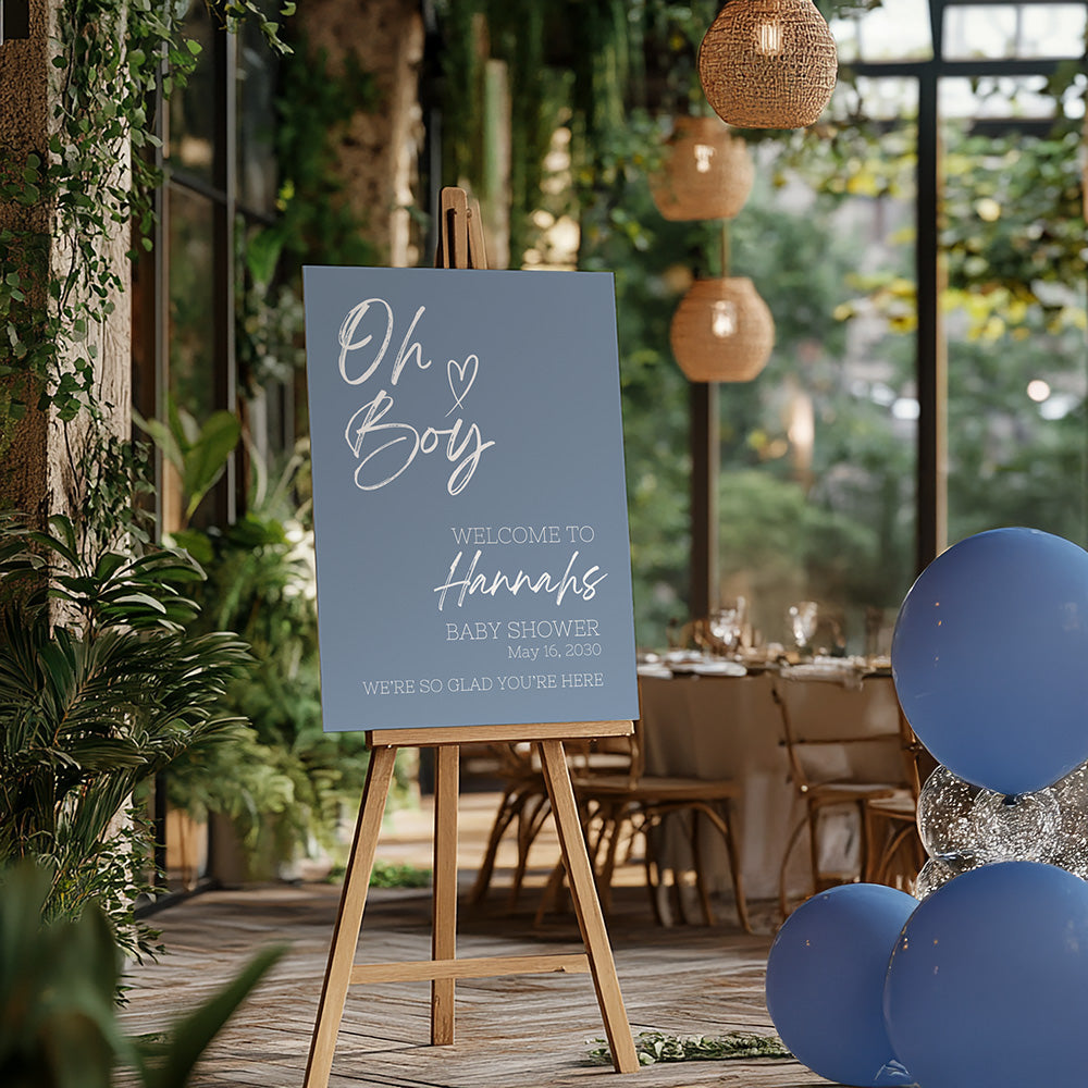 Baby Boy Baby Shower Welcome Sign - Oh Boy Baby Sign