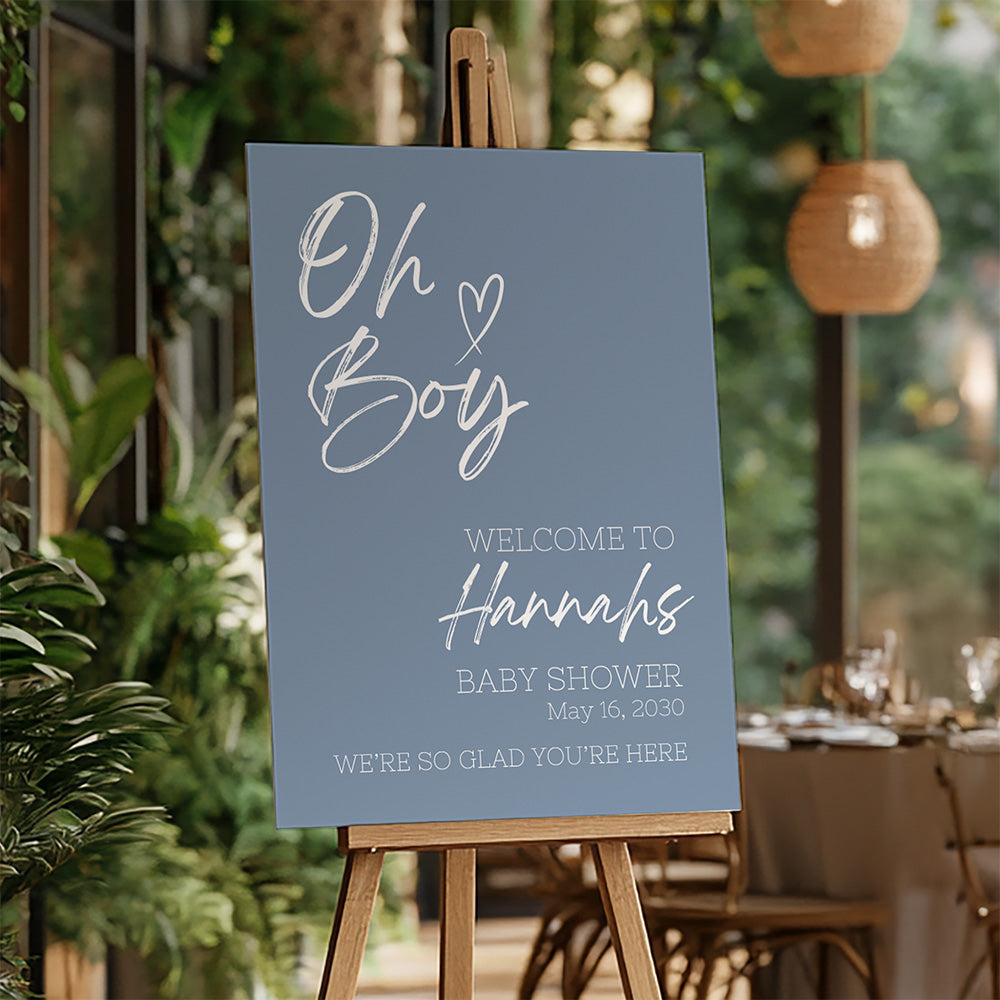 Baby Boy Baby Shower Welcome Sign - Oh Boy Baby Sign