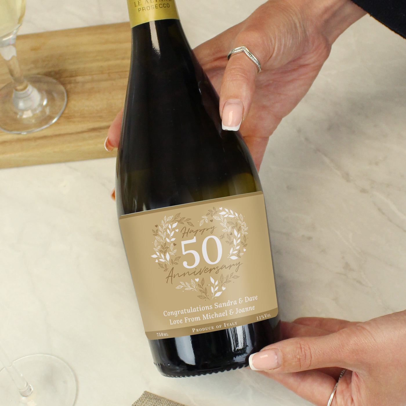 Personalised 50th Golden Wedding Anniversary Prosecco