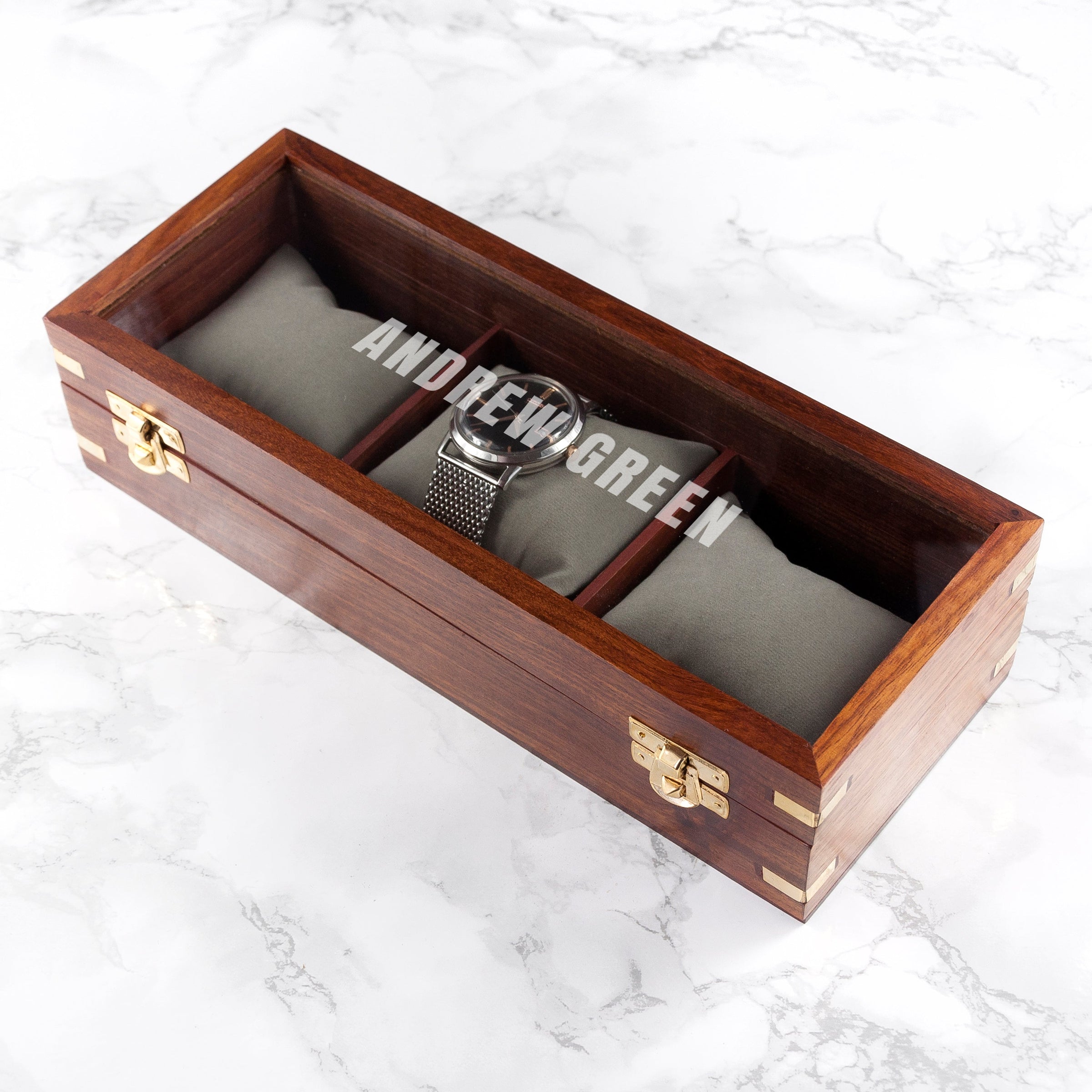 Personalised 3 Piece Wooden Watch Box