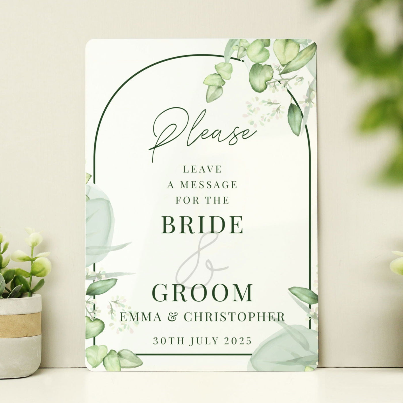 Personalised Botanical Wedding Metal Sign