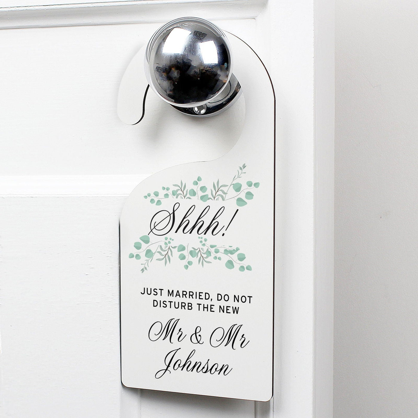 Personalised Floral And Eucalyptus Wedding Door Hanger
