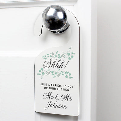Personalised Floral And Eucalyptus Wedding Door Hanger