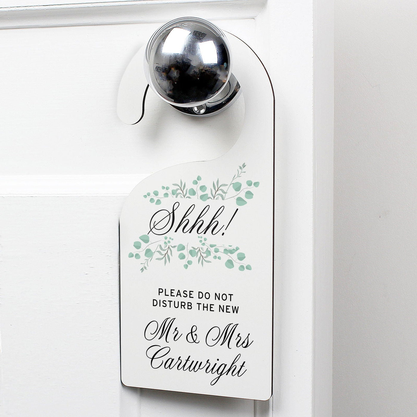 Personalised Floral And Eucalyptus Wedding Door Hanger