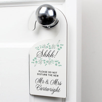 Personalised Floral And Eucalyptus Wedding Door Hanger