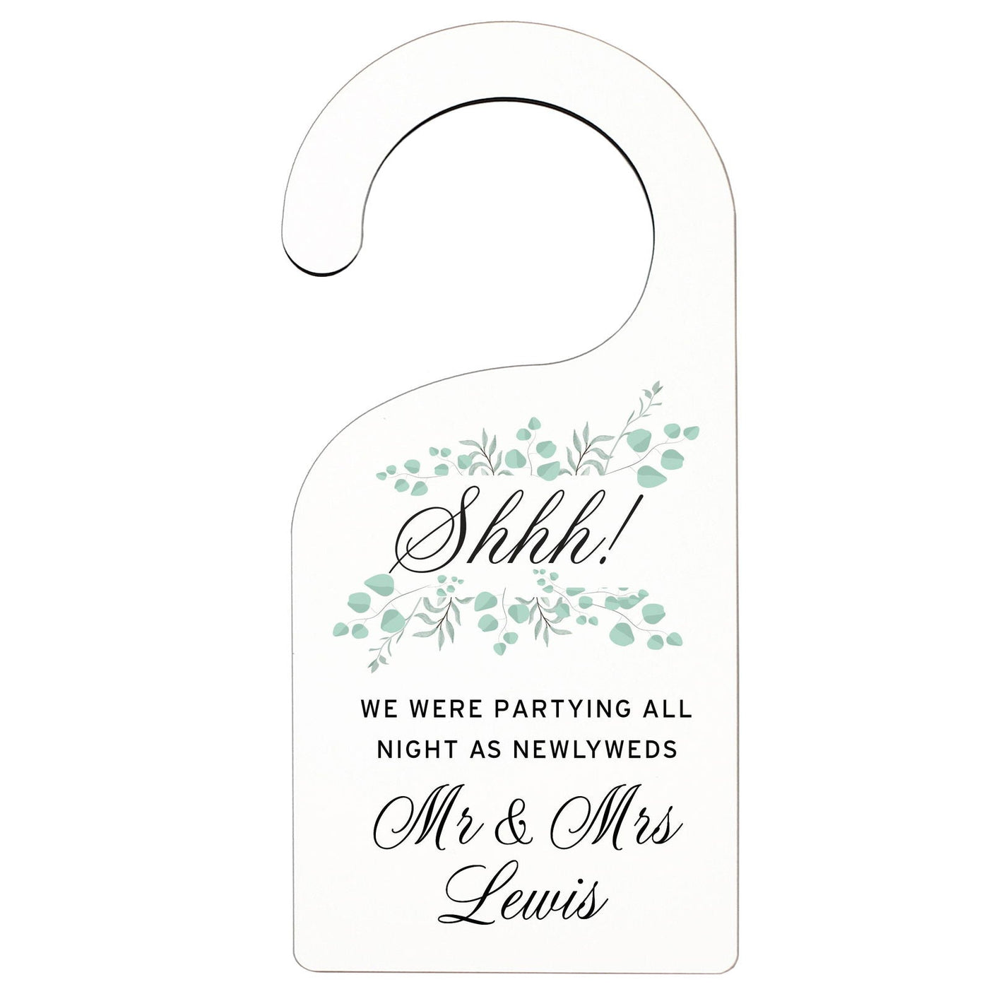 Personalised Floral And Eucalyptus Wedding Door Hanger