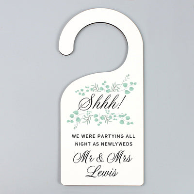 Personalised Floral And Eucalyptus Wedding Door Hanger
