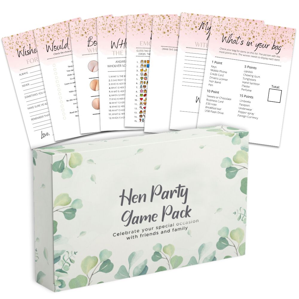 8 Hen Party Games Rose Gold Bundle - 80 Game Pack