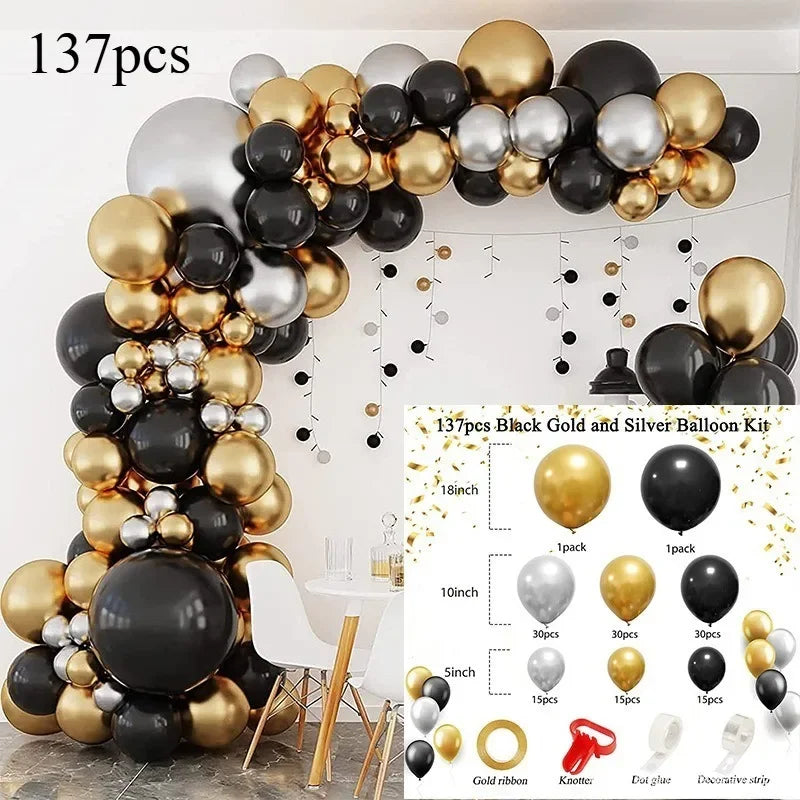Blue White Metallic Balloons Garland Kit Gold Confetti Balloon Arch for Baby Shower Birthday Graduation Wedding Party Decoration