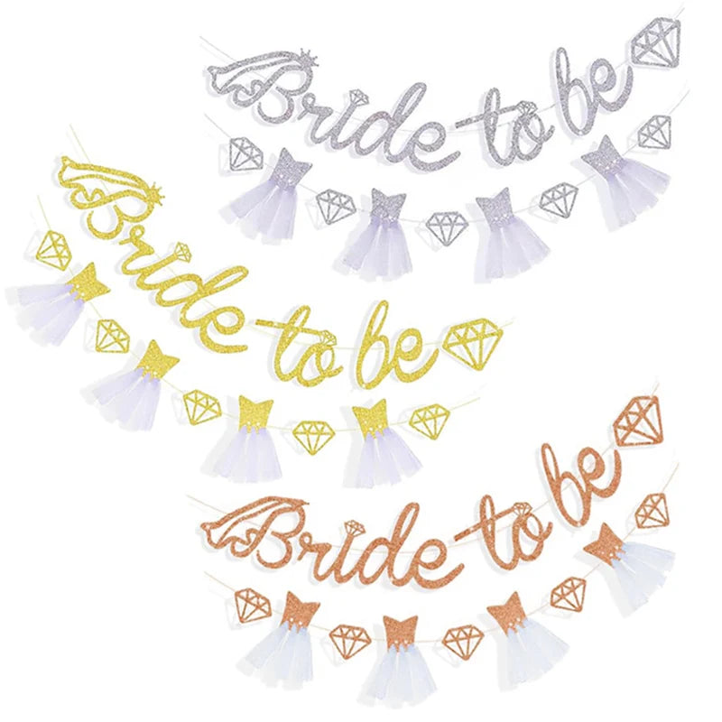 Rose Gold Glitter Bride to Be Banner Engagement Wedding Bridal Shower Bunting Garland Decor Bachelorette Hen Party Supplies