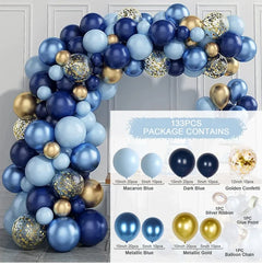 Blue White Metallic Balloons Garland Kit Gold Confetti Balloon Arch for Baby Shower Birthday Graduation Wedding Party Decoration