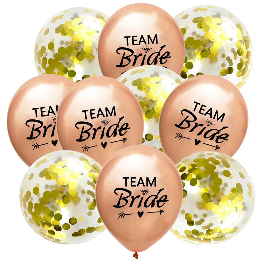 10Pcs Rose Gold Team Bride Latex Confetti Balloons Hen Bachelorette Party Decoration Bride To Be Bridal Shower Supplies Wedding
