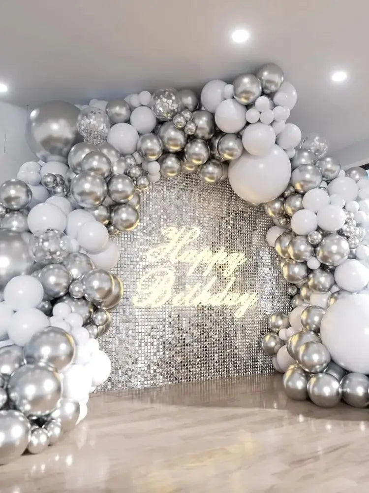 Blue White Metallic Balloons Garland Kit Gold Confetti Balloon Arch for Baby Shower Birthday Graduation Wedding Party Decoration