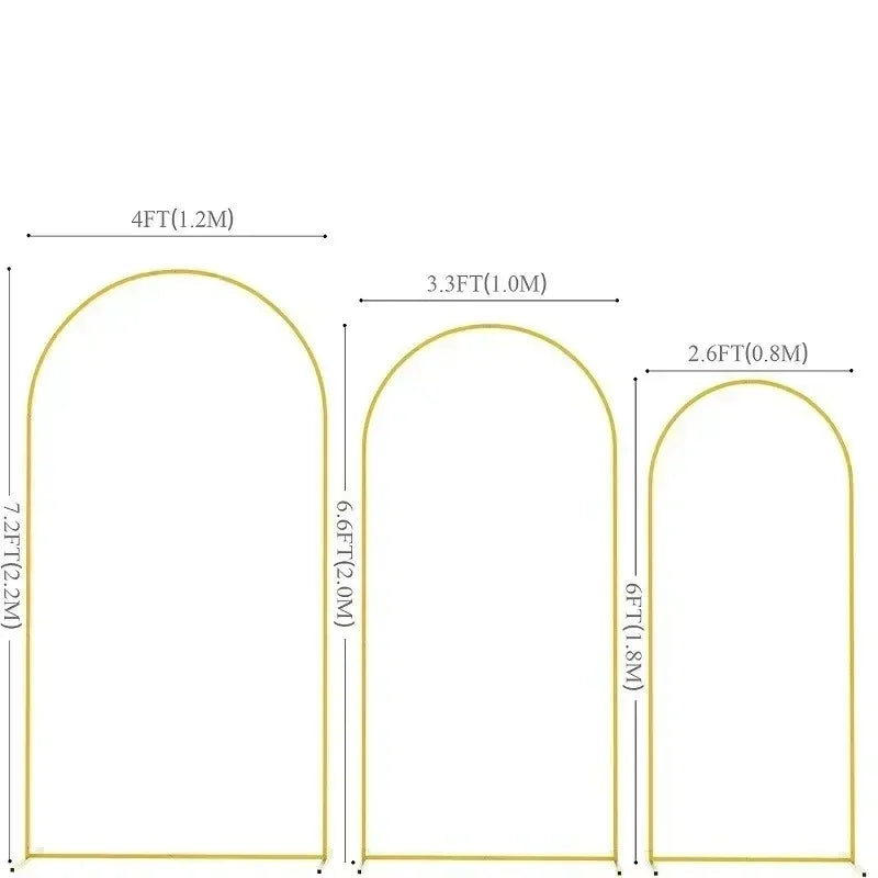 Gold Party Decor Arch Stand (1PCS) - 4FT/5FT/6FT/6.6FT/7.2FT, Balloon Frame & Backdrop Bracket for Weddings
