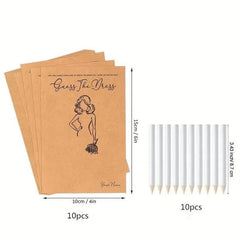 20pcs Wedding Dress Game Card with Pens Guess the Dress Bridal Shower Painting Games Hens Bachelorette Party Wedding Decoration