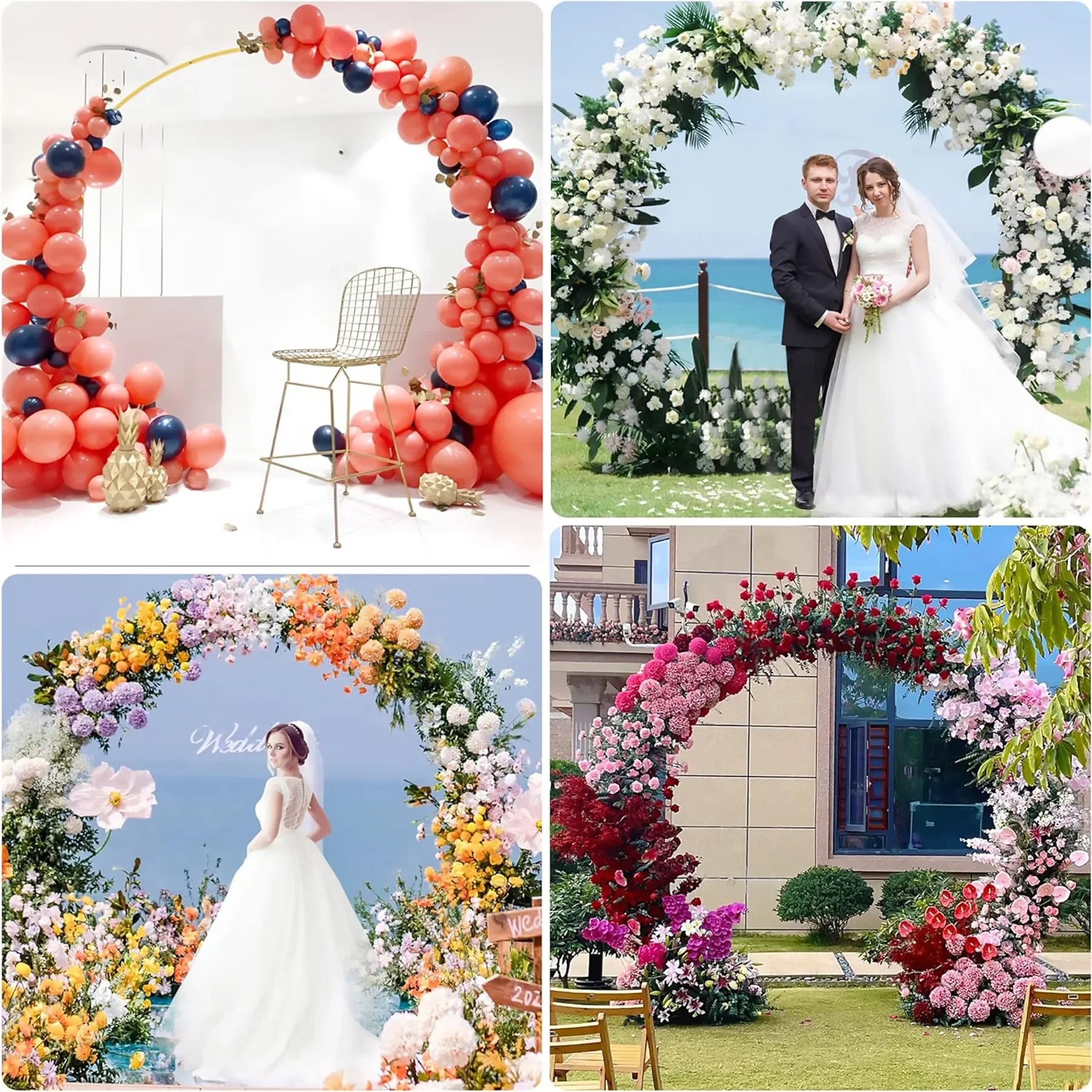 Gold Party Decor Arch Stand (1PCS) - 4FT/5FT/6FT/6.6FT/7.2FT, Balloon Frame & Backdrop Bracket for Weddings