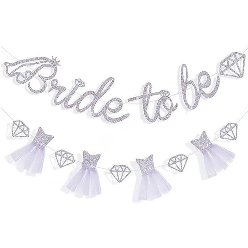 Rose Gold Glitter Bride to Be Banner Engagement Wedding Bridal Shower Bunting Garland Decor Bachelorette Hen Party Supplies