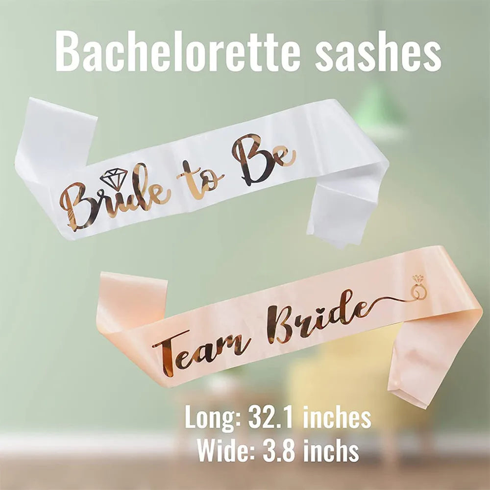 1Set Rose Gold Team Bride To Be Satin Sash for Bachelorette Party Decoration Girl Hen Party Wedding Bridal Shower Decor Supplies