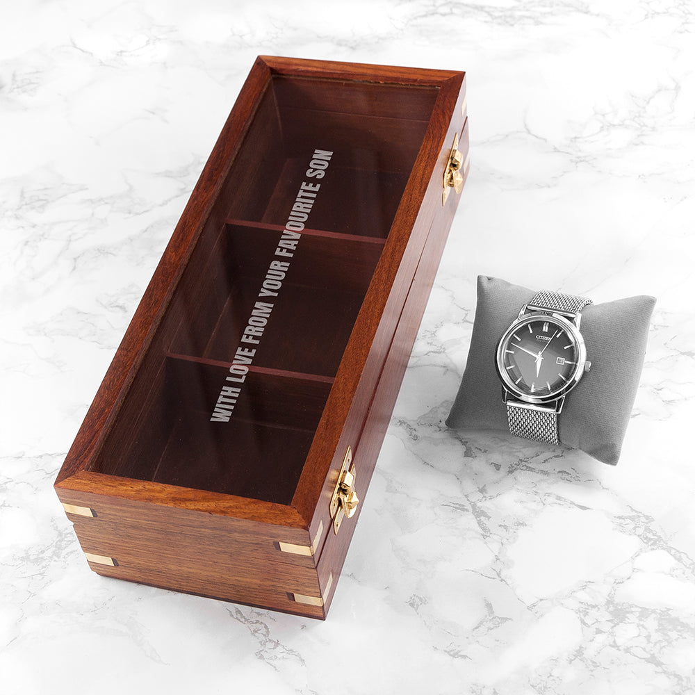Personalised 3 Piece Wooden Watch Box