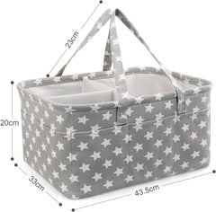 Large Grey Baby Nappy Caddy Organizer Bag Storage Diaper Changing Kids Carrier