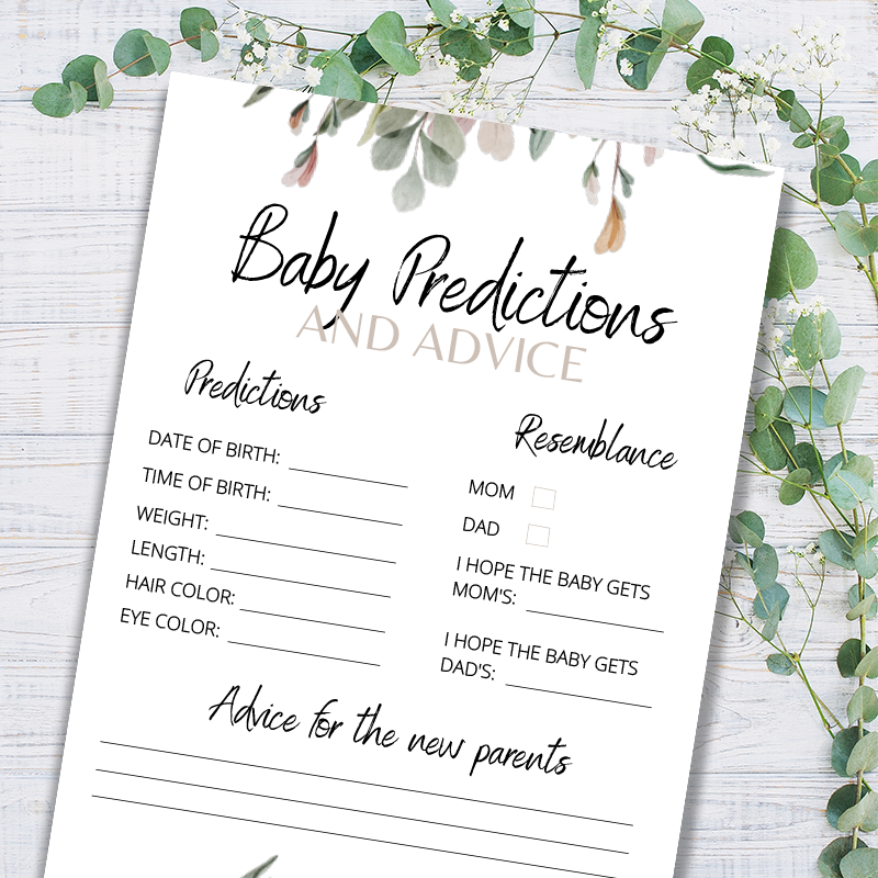 Free Baby Shower Game - Baby Predictions & Advice