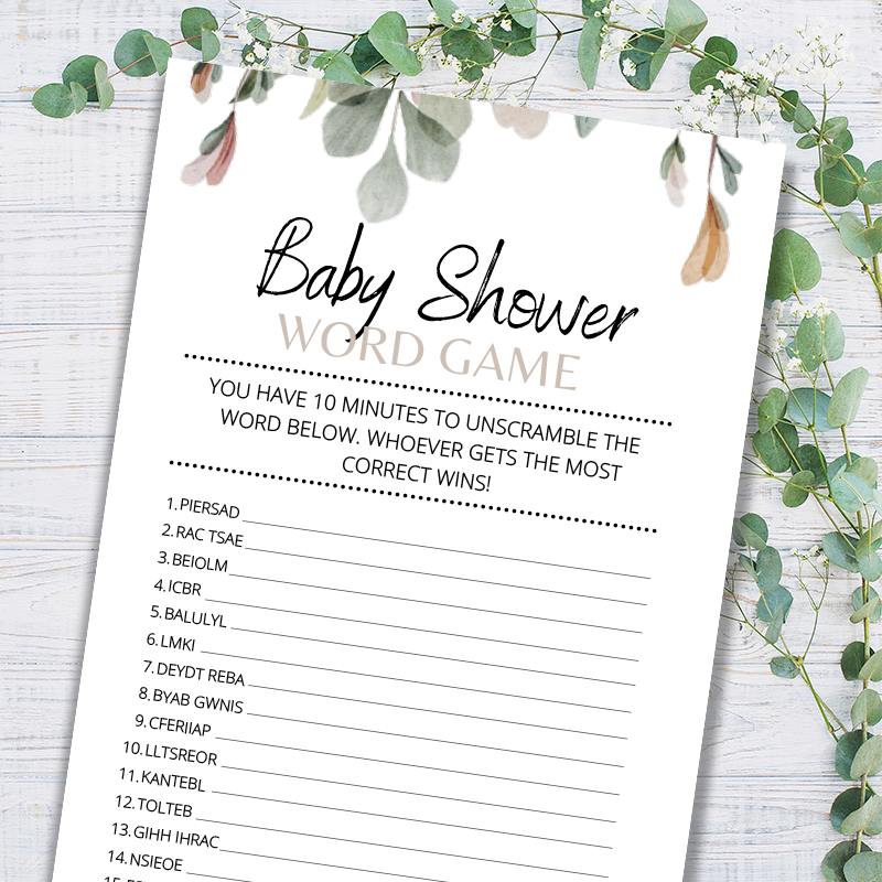 Free Baby Shower Game - Word Scramble