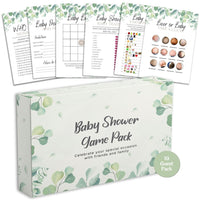Baby shower games bundle box with 31 double-sided A6 cards