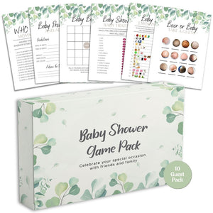 Baby shower games bundle box with 31 double-sided A6 cards