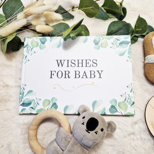 Best Wishes For Baby baby shower guestbook, A5 hardback with eucalyptus cover