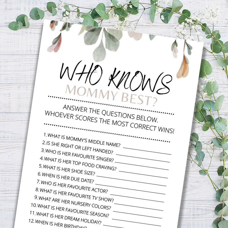 Free Baby Shower Game - Who Knows Mommy Best?